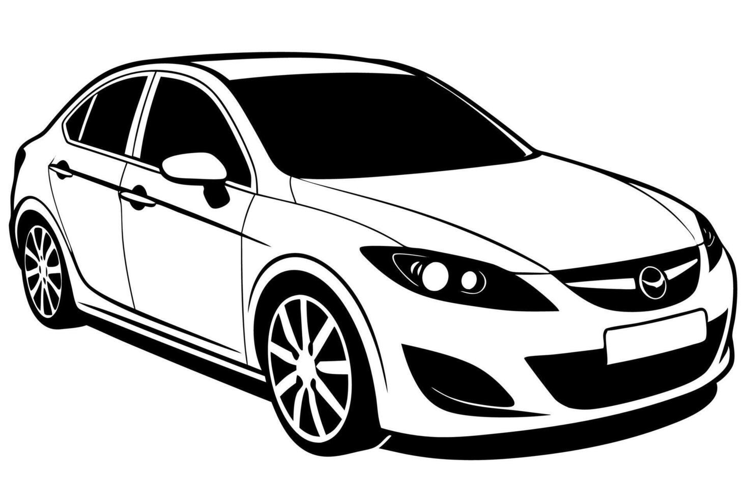 Mazda3 Car Illustration with White Background Cartoons, Clipart, Line Art Design, Mazda3 car illustration with white background, perfect for cartoons and clipart vector