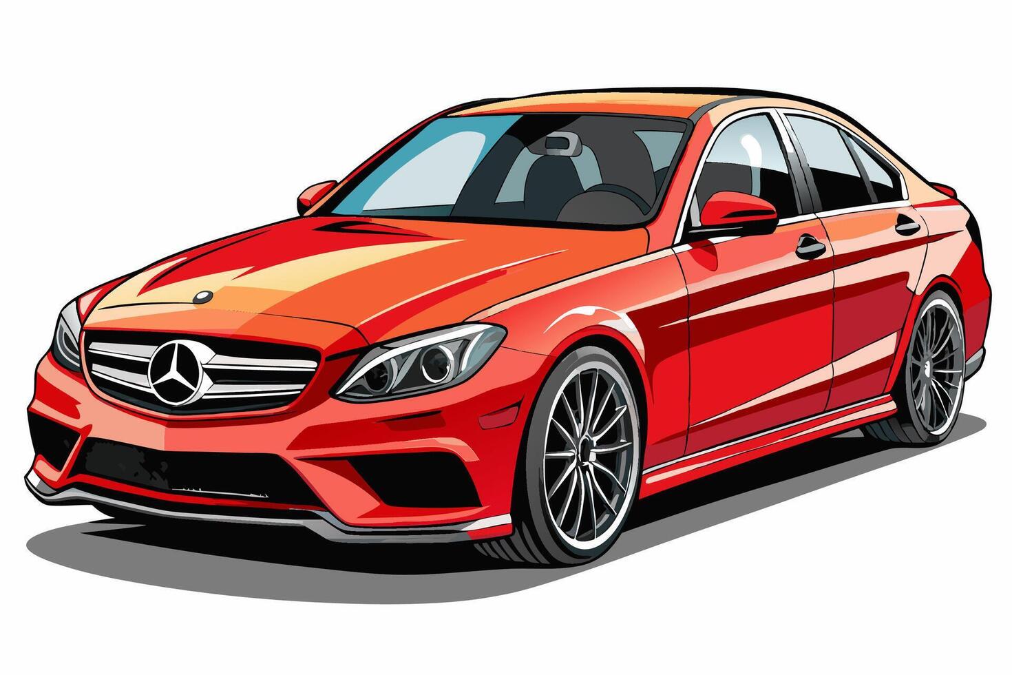 Mercedes Benz C Class Car Illustration White Background, Cartoons, Clipart And Line Art, Mercedes Benz C Class illustration on white background, perfect for various designs vector