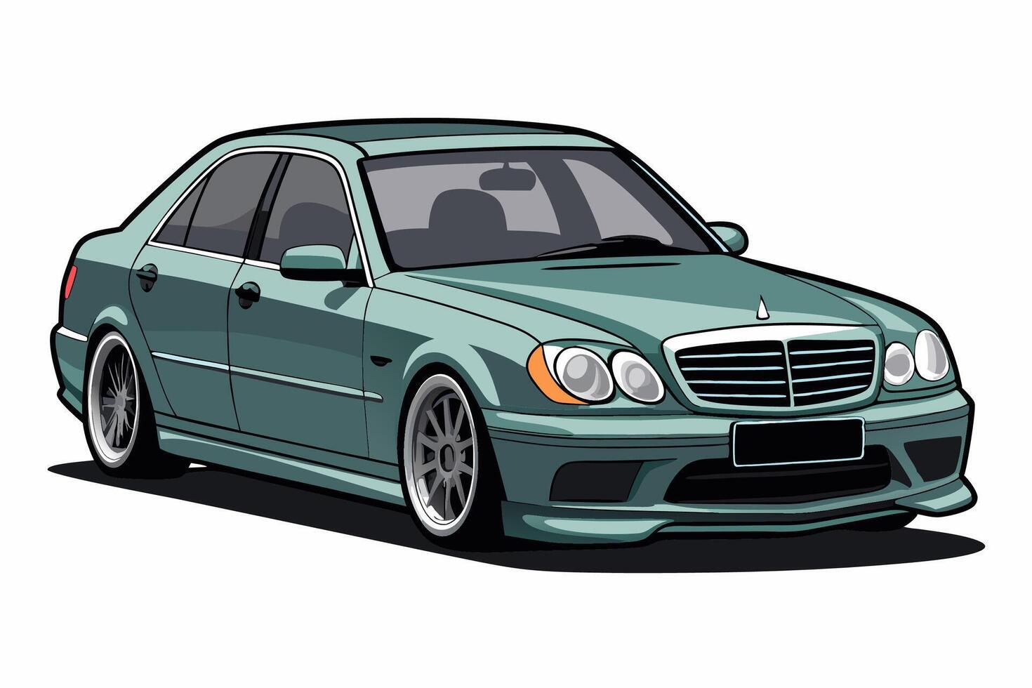 Mercedes Benz C Class Car Illustration White Background, Cartoons, Clipart And Line Art, Mercedes Benz C Class illustration on white background, perfect for various designs vector