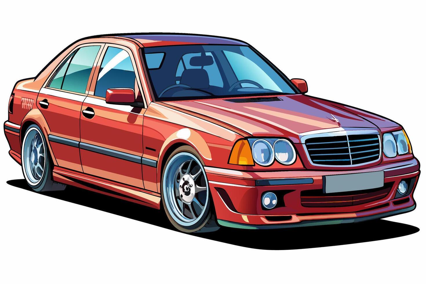 Mercedes Benz C Class Car Illustration White Background, Cartoons, Clipart And Line Art, Mercedes Benz C Class illustration on white background, perfect for various designs vector