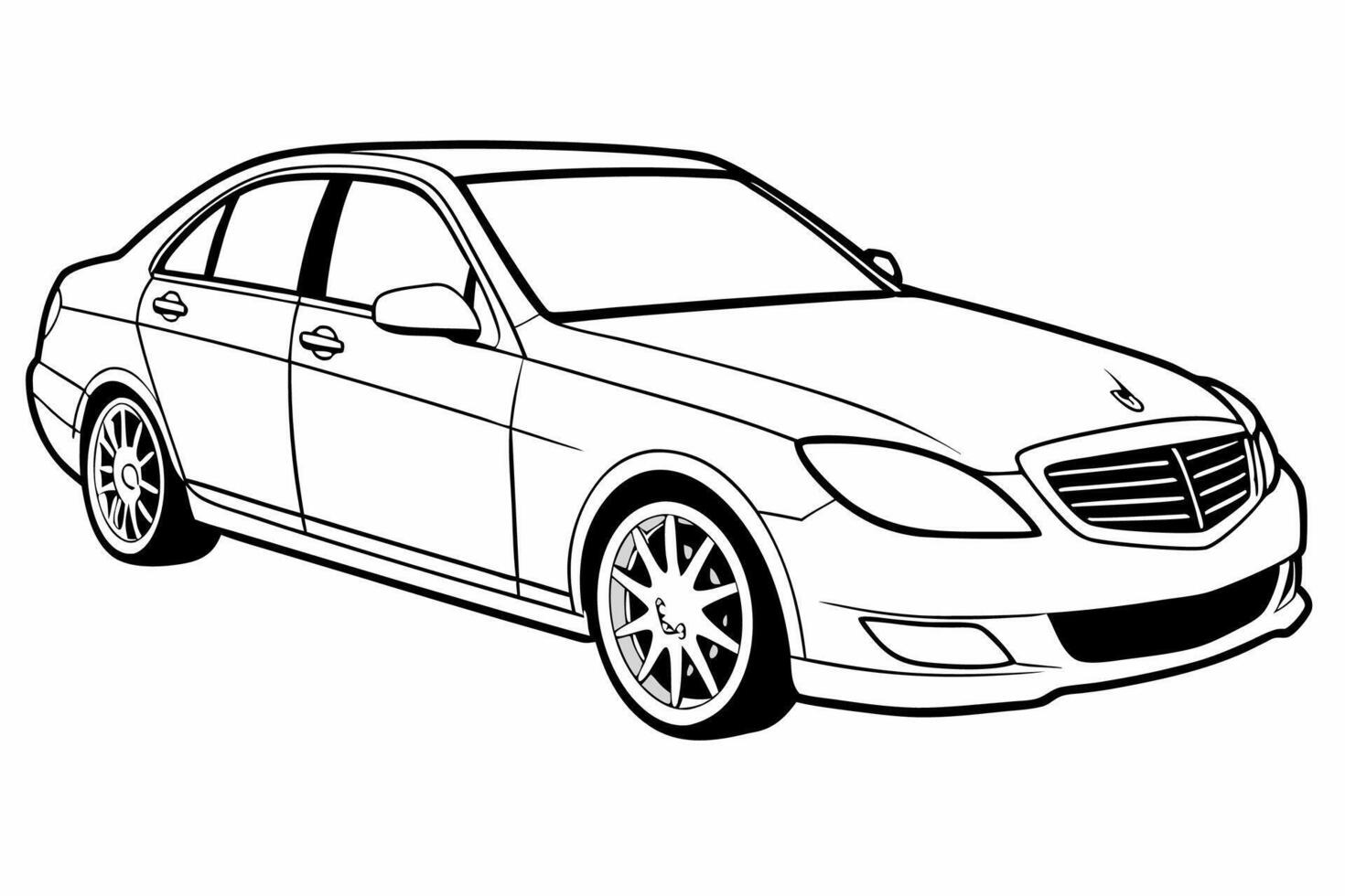 Mercedes Benz C Class Car Illustration White Background, Cartoons, Clipart And Line Art, Mercedes Benz C Class illustration on white background, perfect for various designs vector