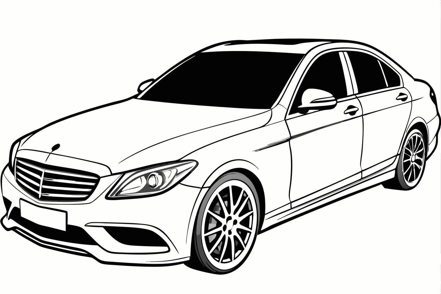 Mercedes Benz C Class Car Illustration White Background, Cartoons, Clipart And Line Art, Mercedes Benz C Class illustration on white background, perfect for various designs vector