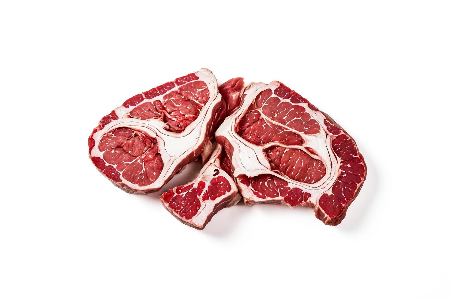 Raw beef shank isolated on white background photo