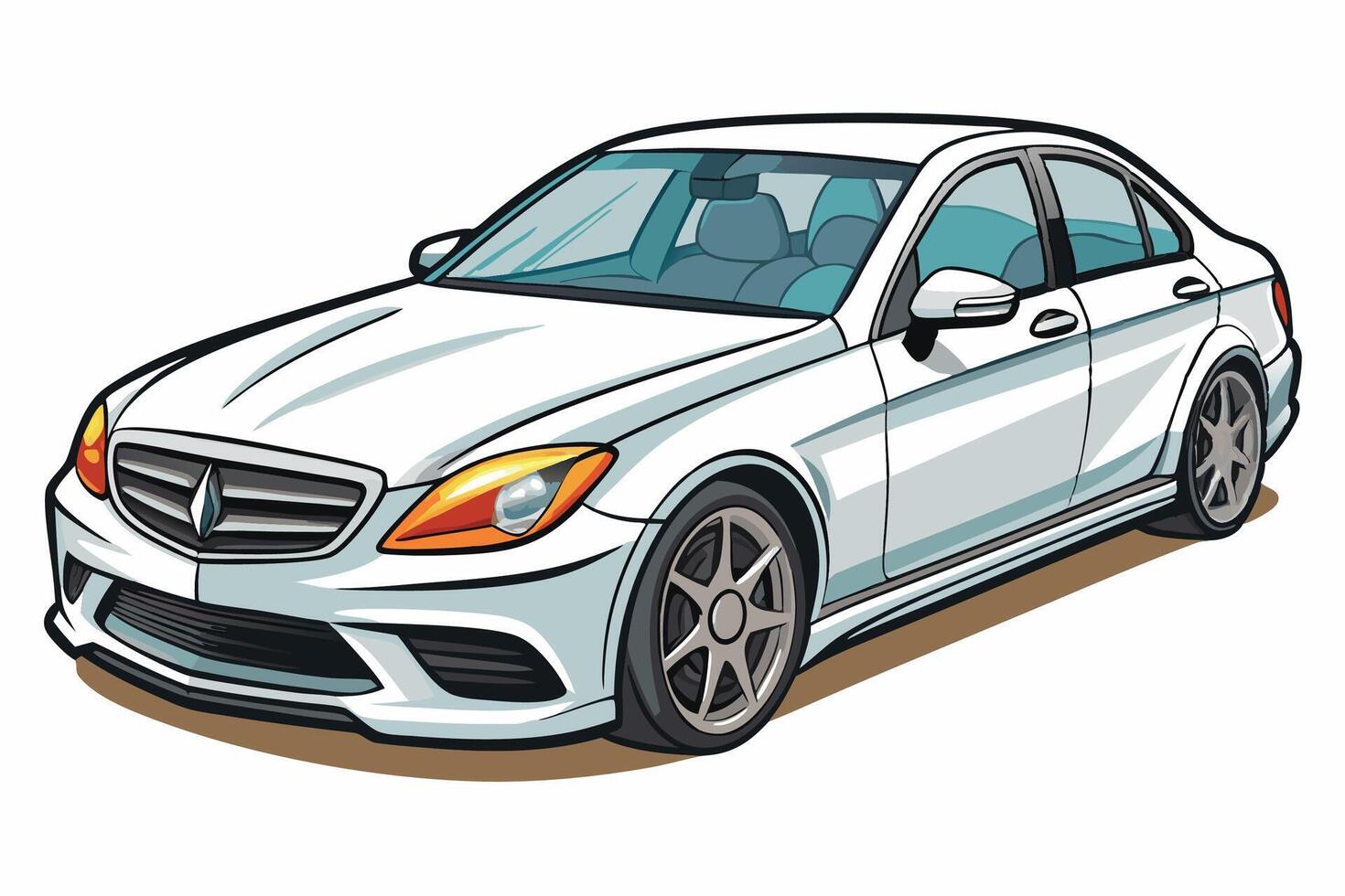 Mercedes Benz C Class Car Illustration White Background, Cartoons, Clipart And Line Art, Mercedes Benz C Class illustration on white background, perfect for various designs vector