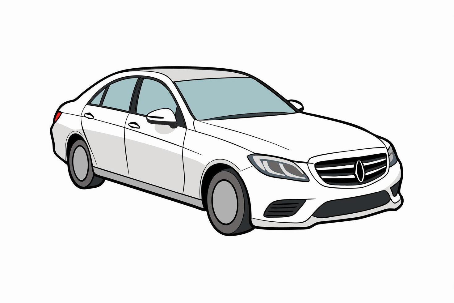 Mercedes Benz C Class Car Illustration White Background, Cartoons, Clipart And Line Art, Mercedes Benz C Class illustration on white background, perfect for various designs vector