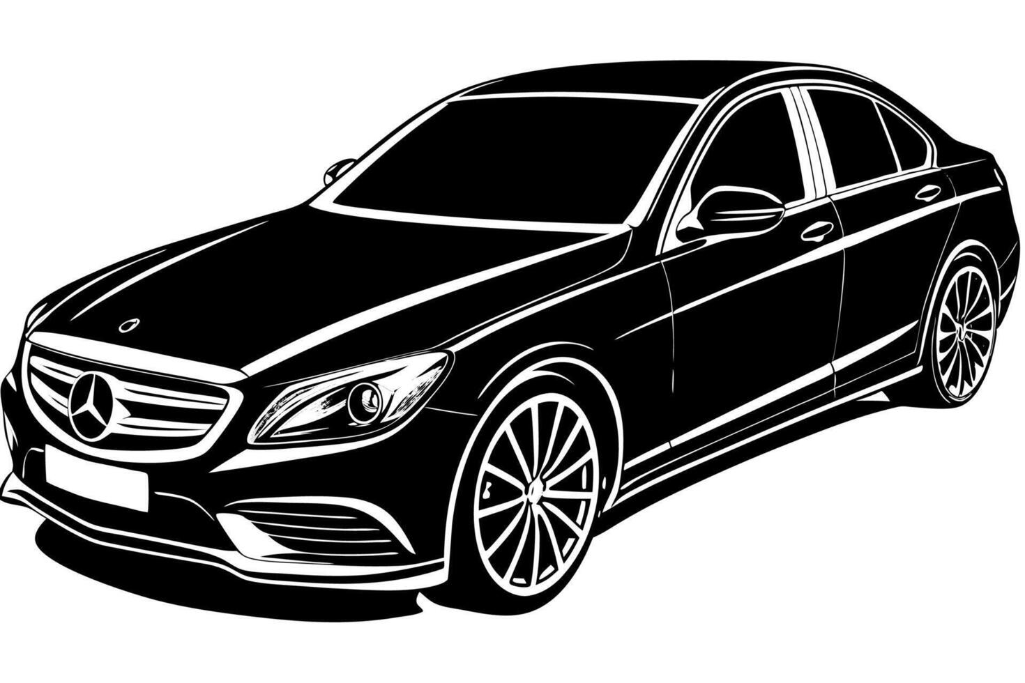 Mercedes Benz C Class Car Illustration White Background, Cartoons, Clipart And Line Art, Mercedes Benz C Class illustration on white background, perfect for various designs vector