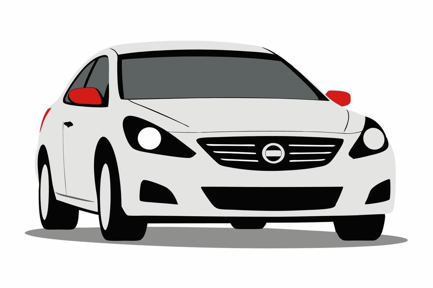 Nissan Altima Car Illustration White Background, Cartoons, Clipart, Line Art, Nissan Altima car illustration on white background, featuring cartoons, clipart, and line art vector