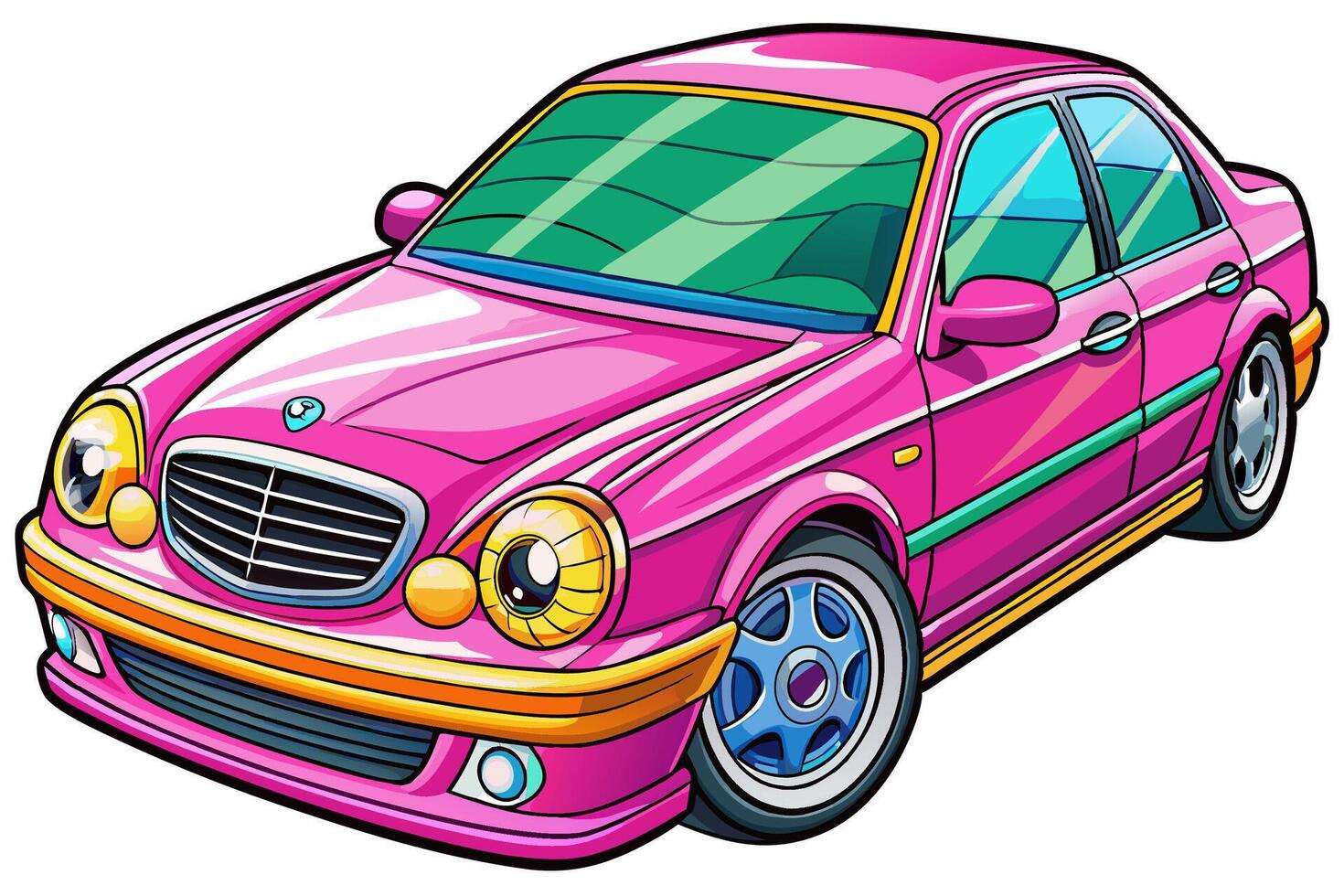 Mercedes Benz C Class Car Illustration White Background, Cartoons, Clipart And Line Art, Mercedes Benz C Class illustration on white background, perfect for various designs vector