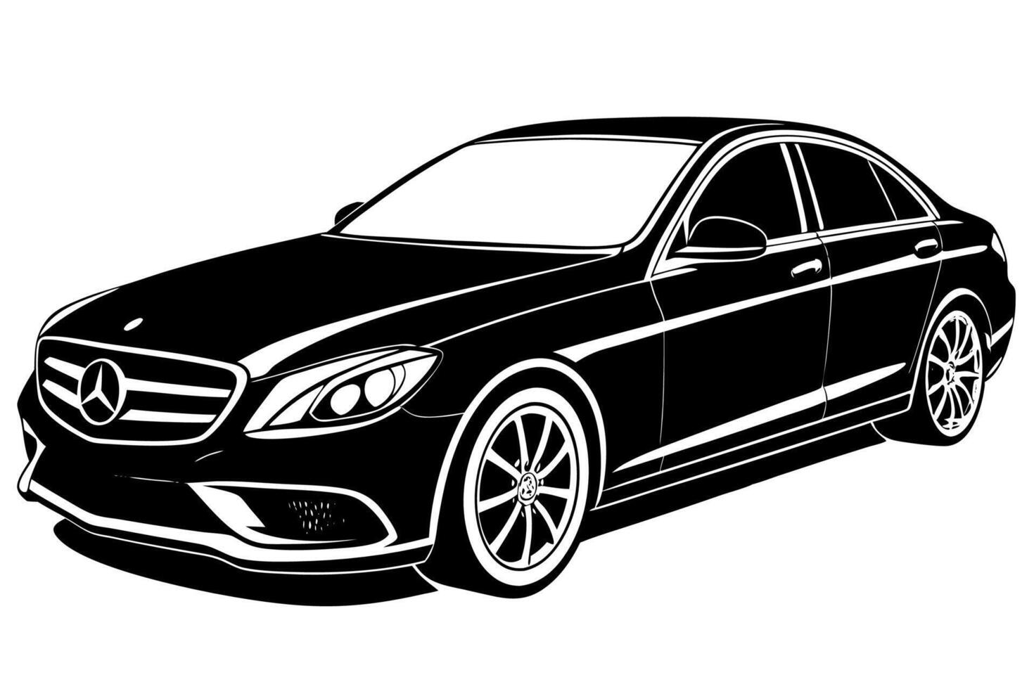 Mercedes Benz C Class Car Illustration White Background, Cartoons, Clipart And Line Art, Mercedes Benz C Class illustration on white background, perfect for various designs vector