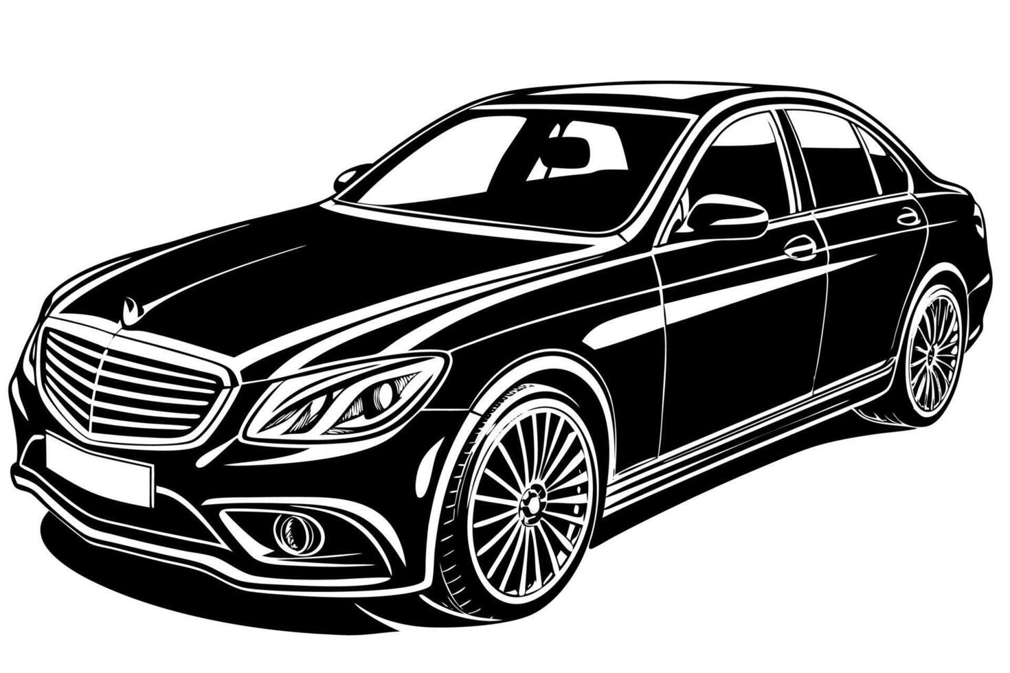 Mercedes Benz C Class Car Illustration White Background, Cartoons, Clipart And Line Art, Mercedes Benz C Class illustration on white background, perfect for various designs vector