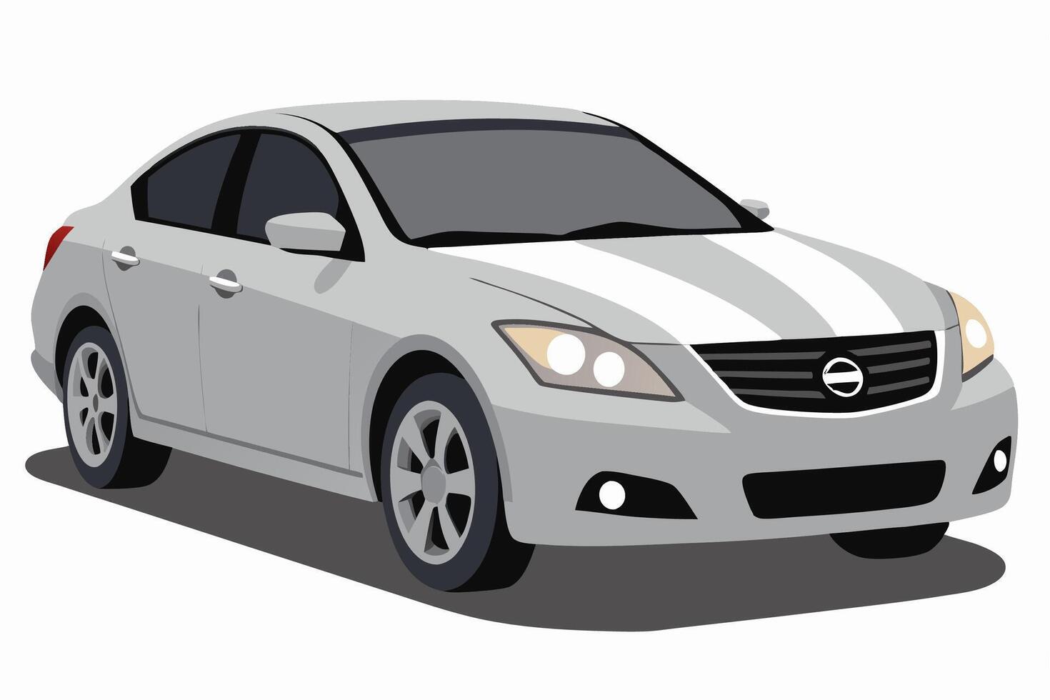 Nissan Altima Car Illustration White Background, Cartoons, Clipart, Line Art, Nissan Altima car illustration on white background, featuring cartoons, clipart, and line art vector