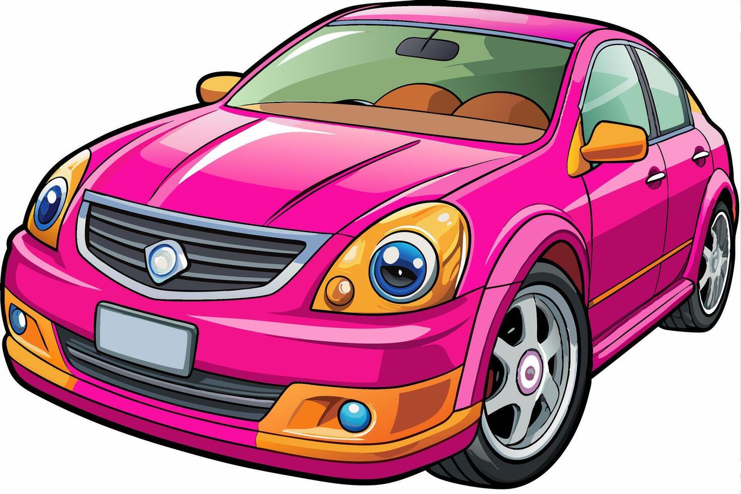 Nissan Altima Car Illustration White Background, Cartoons, Clipart, Line Art, Nissan Altima car illustration on white background, featuring cartoons, clipart, and line art vector