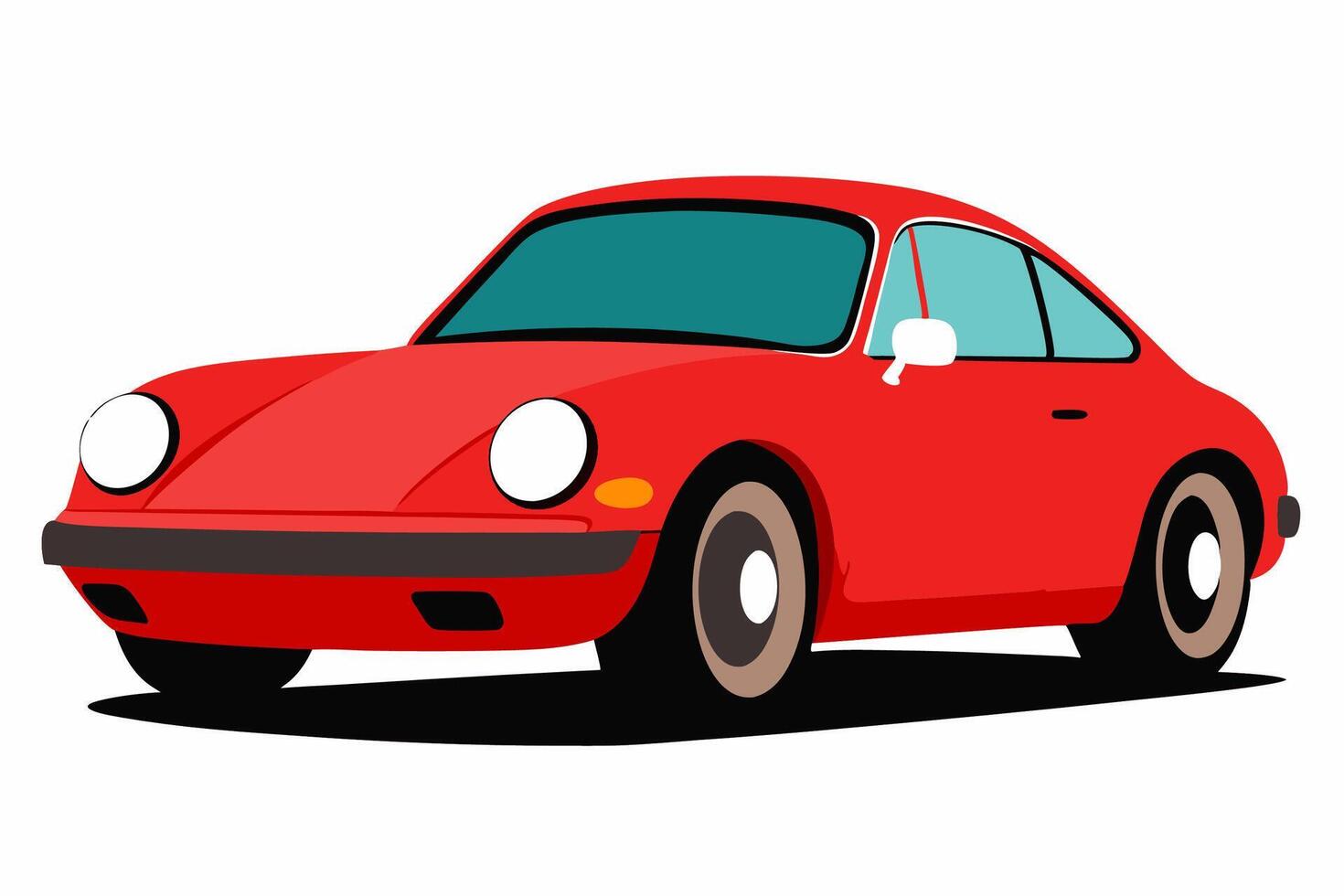 Porsche 911 Car Illustration White Background, Cartoons, Clipart, Line Art, Porsche 911 illustration on white background, featuring cartoons, clipart, and line art designs vector
