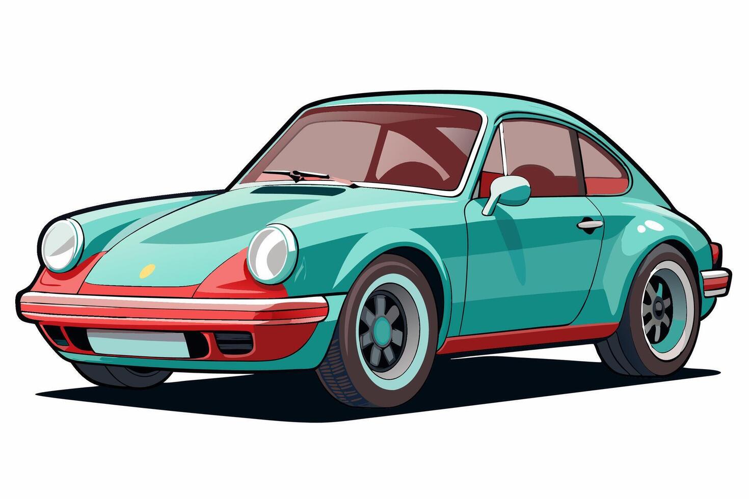 Porsche 911 Car Illustration White Background, Cartoons, Clipart, Line Art, Porsche 911 illustration on white background, featuring cartoons, clipart, and line art designs vector