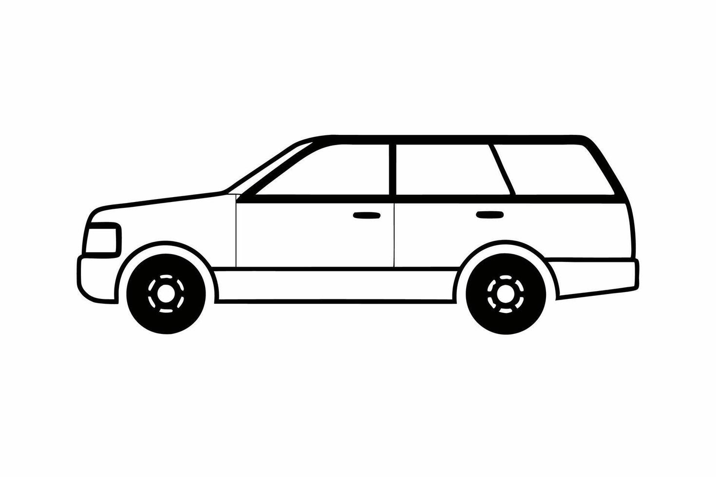 Range Rover Car Illustration White Background, Cartoon, Clipart, Line Art Design, Range Rover car illustration with a white background in cartoon, clipart, and line art style. vector