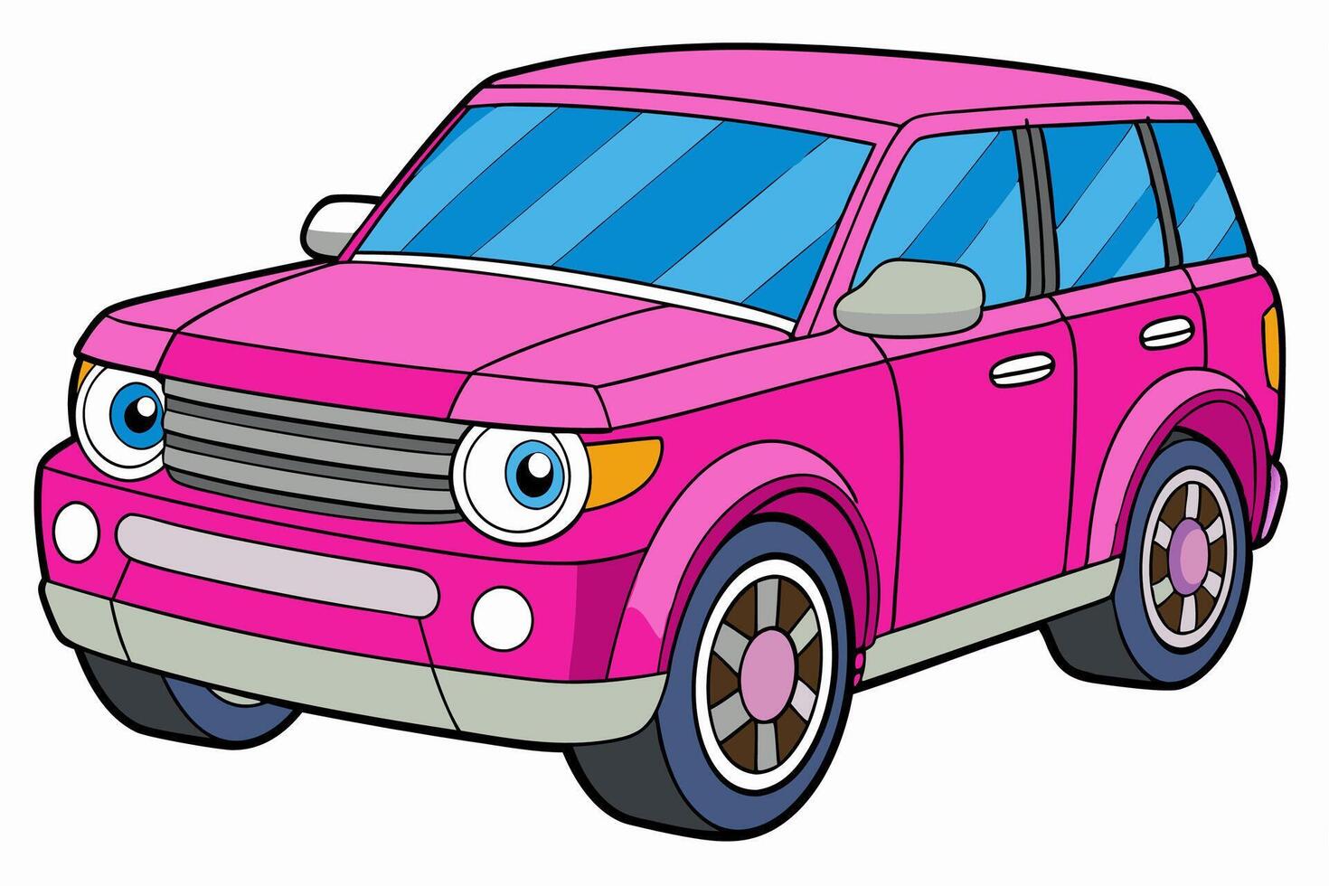 Range Rover Car Illustration White Background, Cartoon, Clipart, Line Art Design, Range Rover car illustration with a white background in cartoon, clipart, and line art style. vector