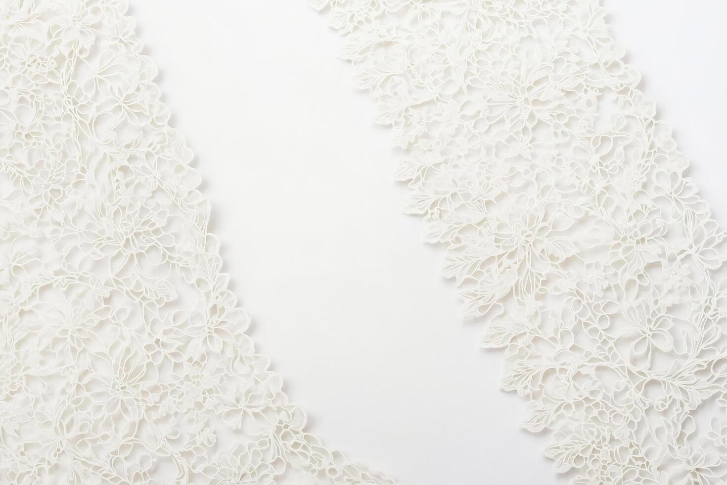 White Lace Border Frame on White Background photo