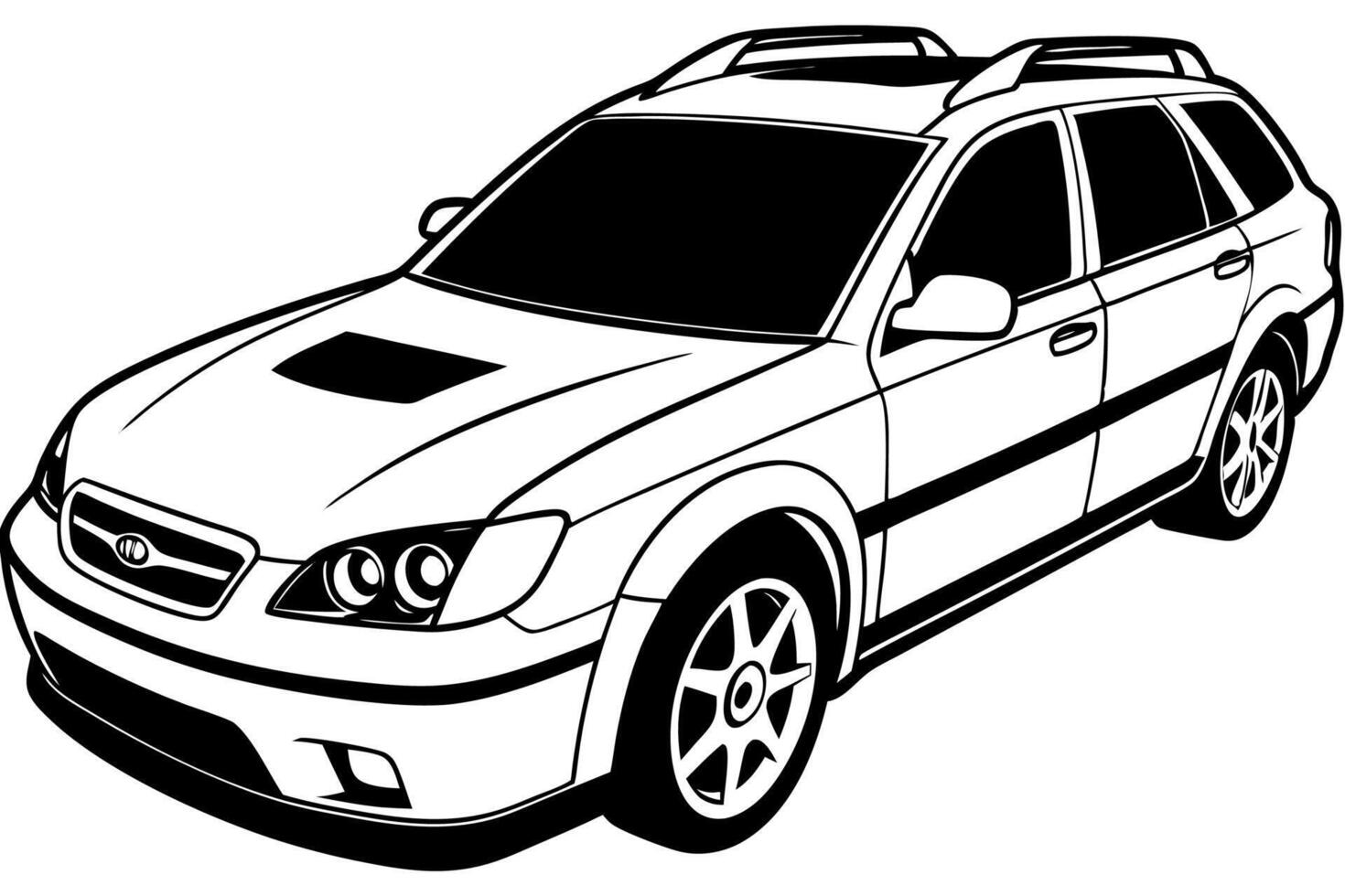 subaru Afuera coche ilustración blanco fondo, dibujos animados, clipart y línea arte, subaru Afuera ilustración en blanco fondo, Perfecto para caricaturas, clipart, y línea Arte vector