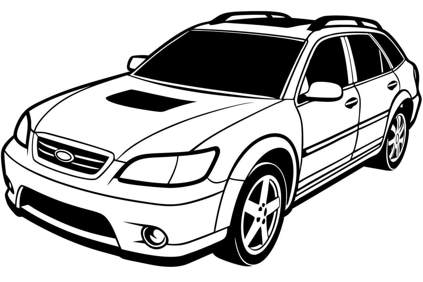 Subaru Outback Car Illustration White Background, Cartoon, Clipart And Line Art, Subaru Outback illustration on white background, perfect for cartoons, clipart, and line art vector