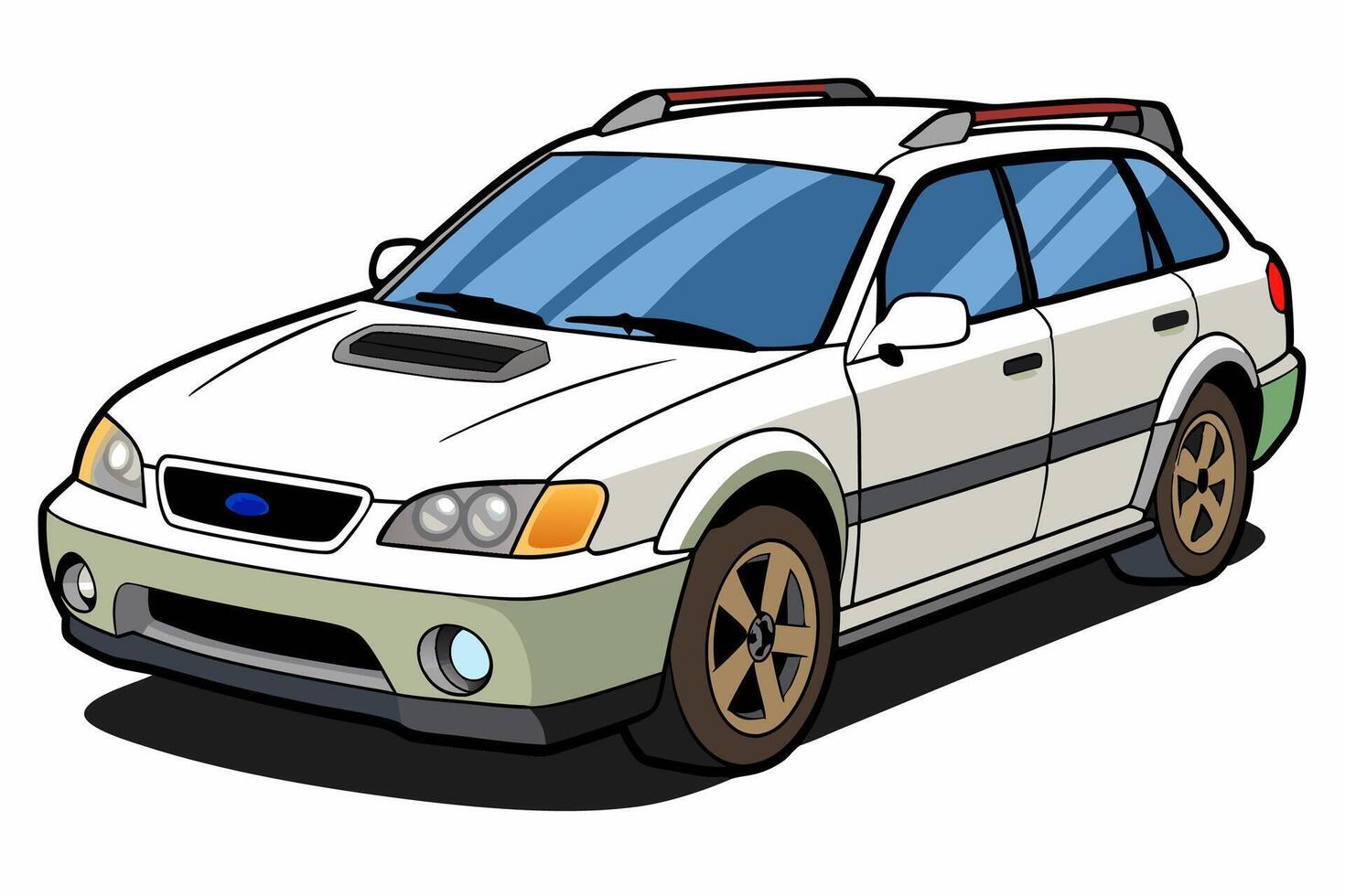 Subaru Outback Car Illustration White Background, Cartoon, Clipart And Line Art, Subaru Outback illustration on white background, perfect for cartoons, clipart, and line art vector
