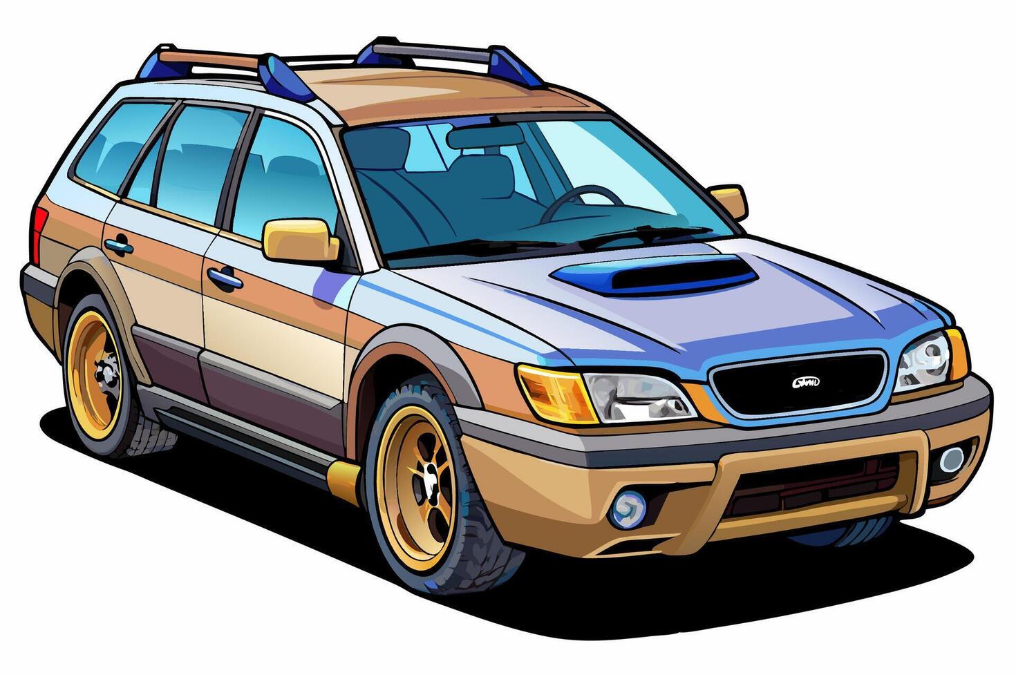 Subaru Outback Car Illustration White Background, Cartoon, Clipart And Line Art, Subaru Outback illustration on white background, perfect for cartoons, clipart, and line art vector