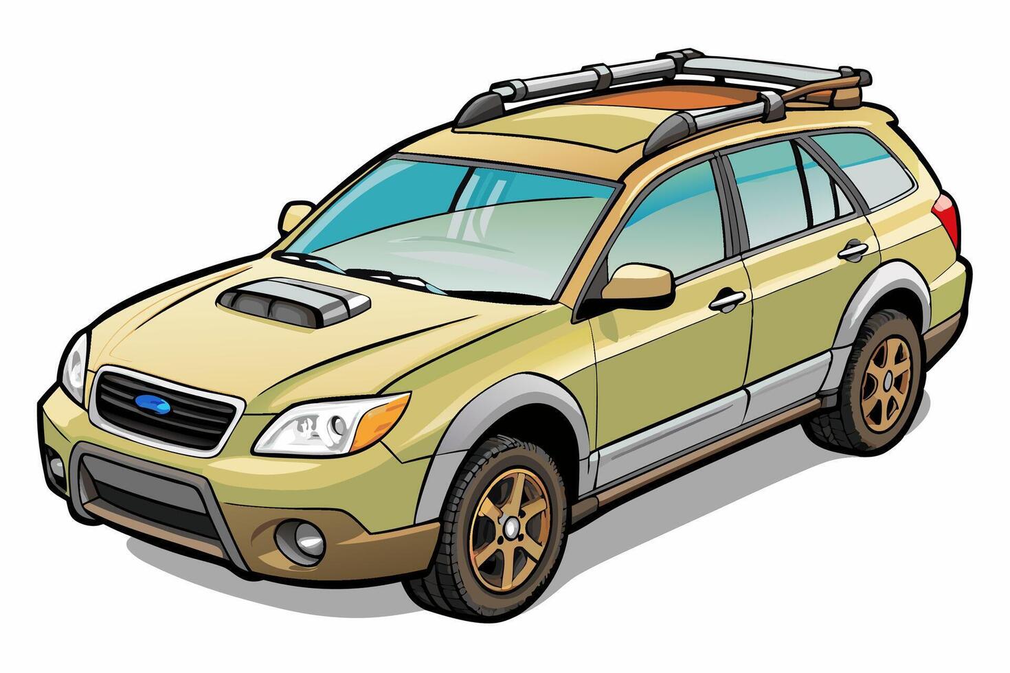 Subaru Outback Car Illustration White Background, Cartoon, Clipart And Line Art, Subaru Outback illustration on white background, perfect for cartoons, clipart, and line art vector