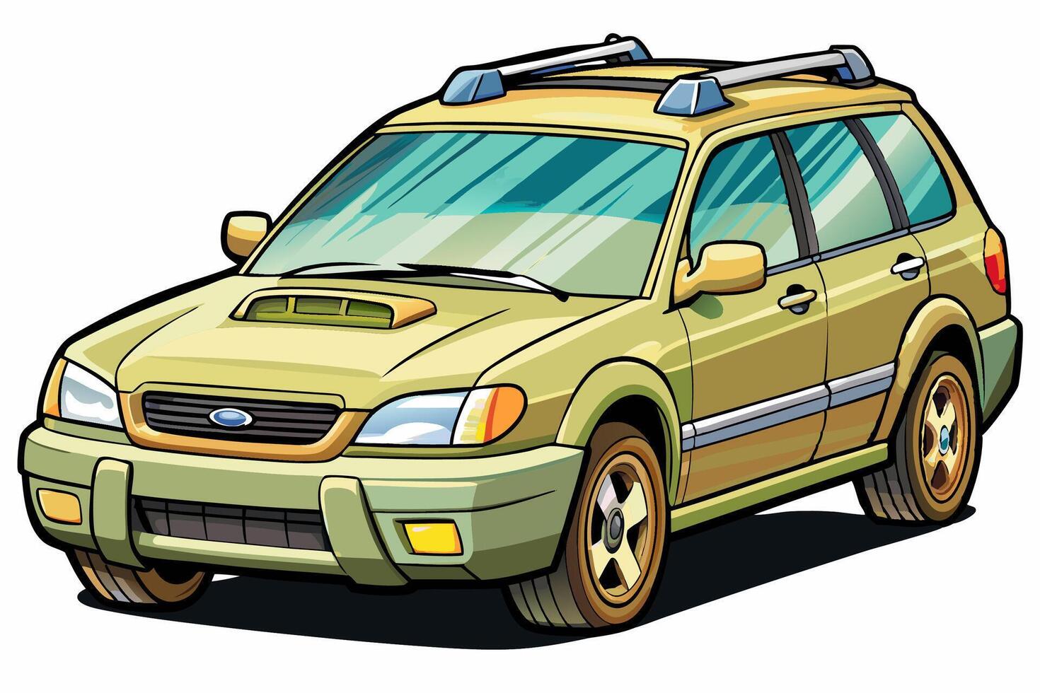 Subaru Outback Car Illustration White Background, Cartoon, Clipart And Line Art, Subaru Outback illustration on white background, perfect for cartoons, clipart, and line art vector