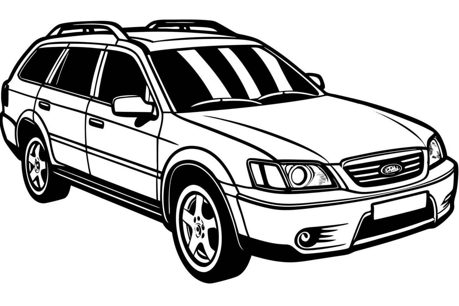 Subaru Outback Car Illustration White Background, Cartoon, Clipart And Line Art, Subaru Outback illustration on white background, perfect for cartoons, clipart, and line art vector