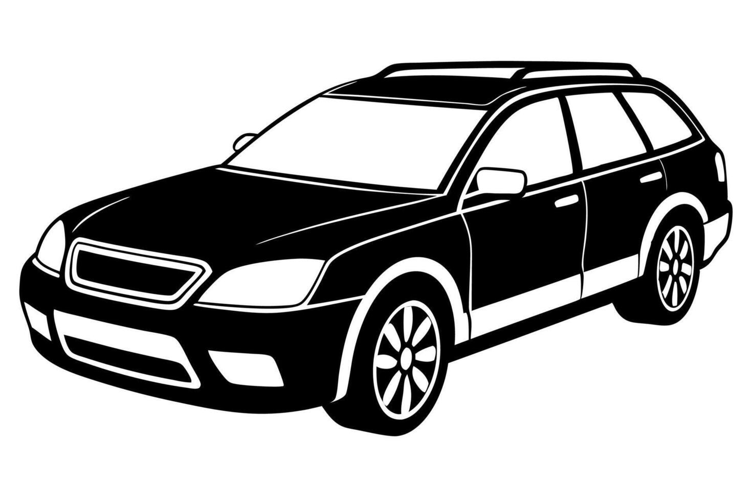 Subaru Outback Car Illustration White Background, Cartoon, Clipart And Line Art, Subaru Outback illustration on white background, perfect for cartoons, clipart, and line art vector