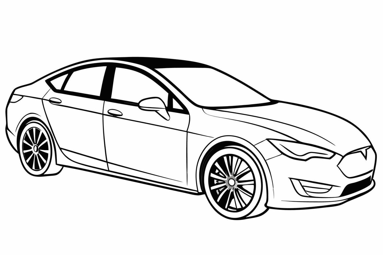 Tesla Model S Car Illustration with White Background Cartoons, Clipart And Line Art, illustration of Tesla Car Model S with white background cartoon, clipart, and line art design. vector