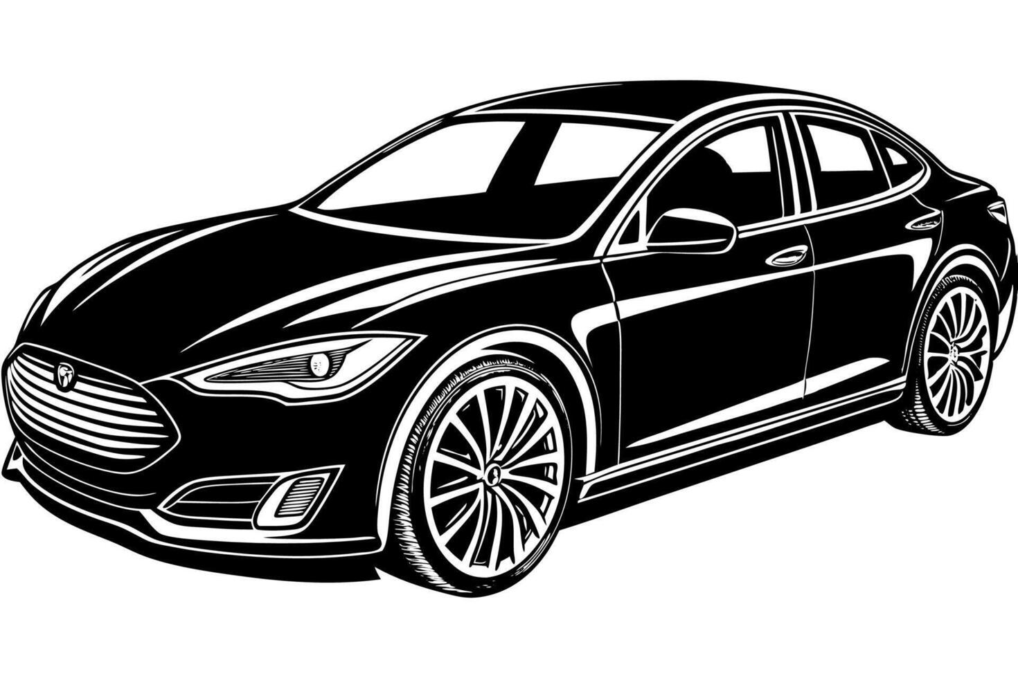 Tesla Model S Car Illustration with White Background Cartoons, Clipart And Line Art, illustration of Tesla Car Model S with white background cartoon, clipart, and line art design. vector