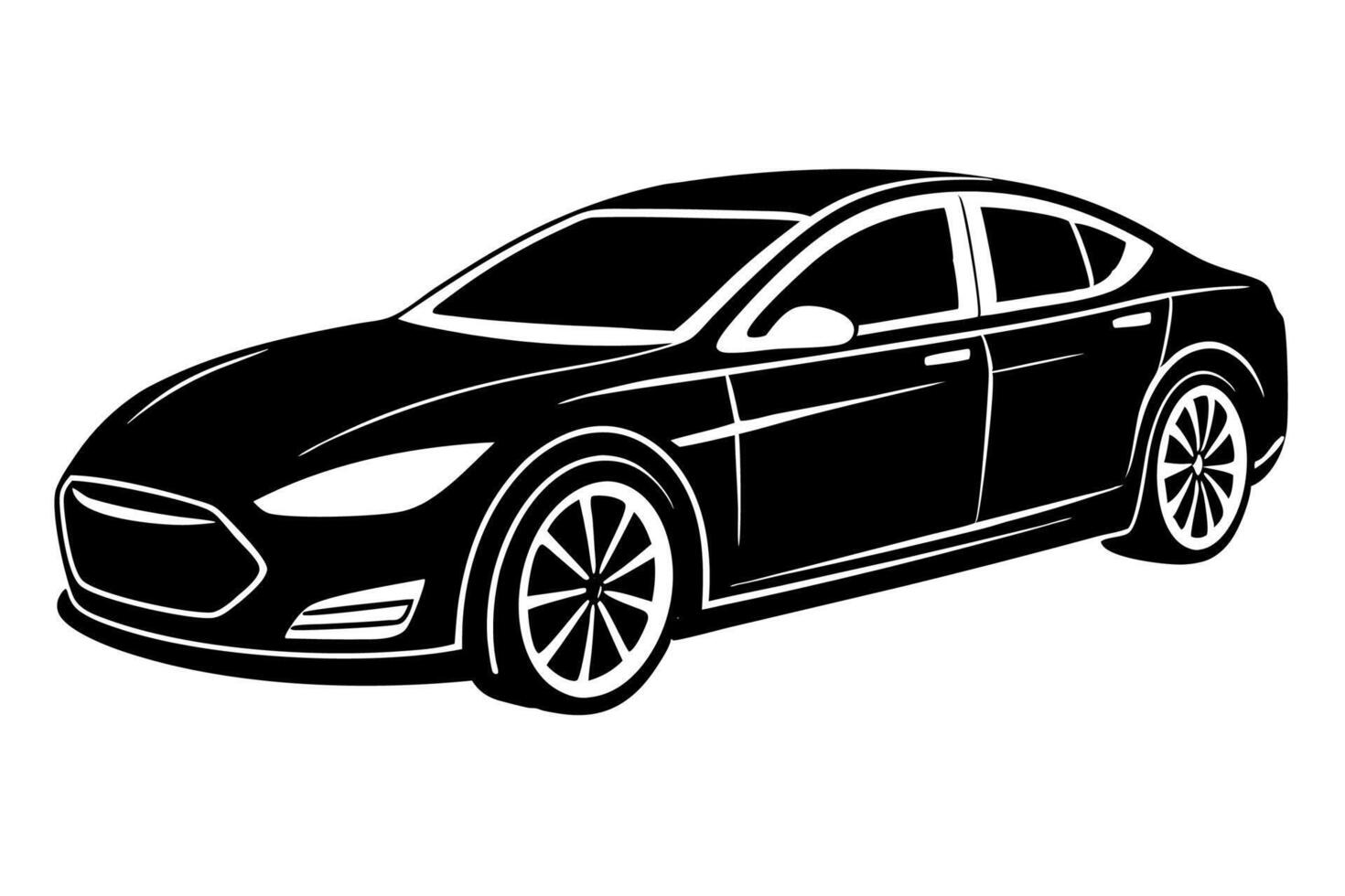 Tesla Model S Car Illustration with White Background Cartoons, Clipart And Line Art, illustration of Tesla Car Model S with white background cartoon, clipart, and line art design. vector