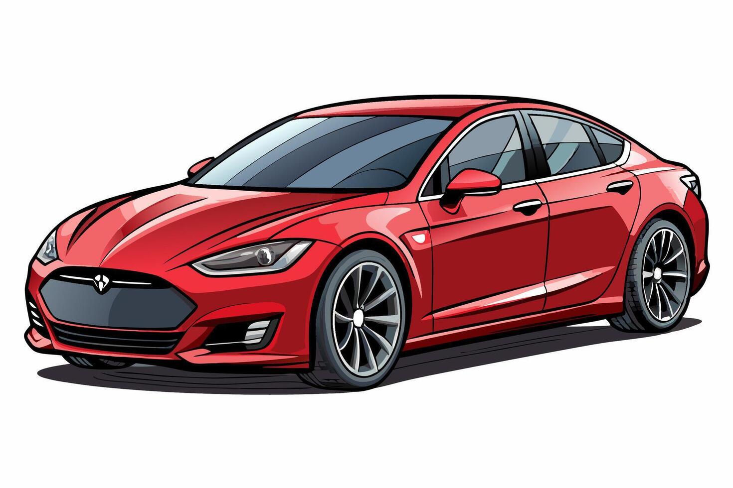 Tesla Model S Car Illustration with White Background Cartoons, Clipart And Line Art, illustration of Tesla Car Model S with white background cartoon, clipart, and line art design. vector