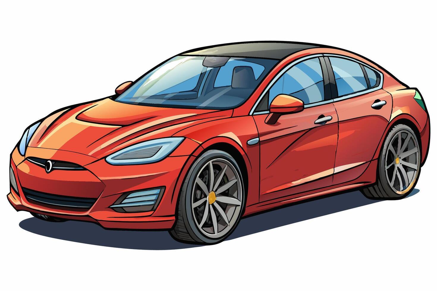 Tesla Model S Car Illustration with White Background Cartoons, Clipart And Line Art, illustration of Tesla Car Model S with white background cartoon, clipart, and line art design. vector