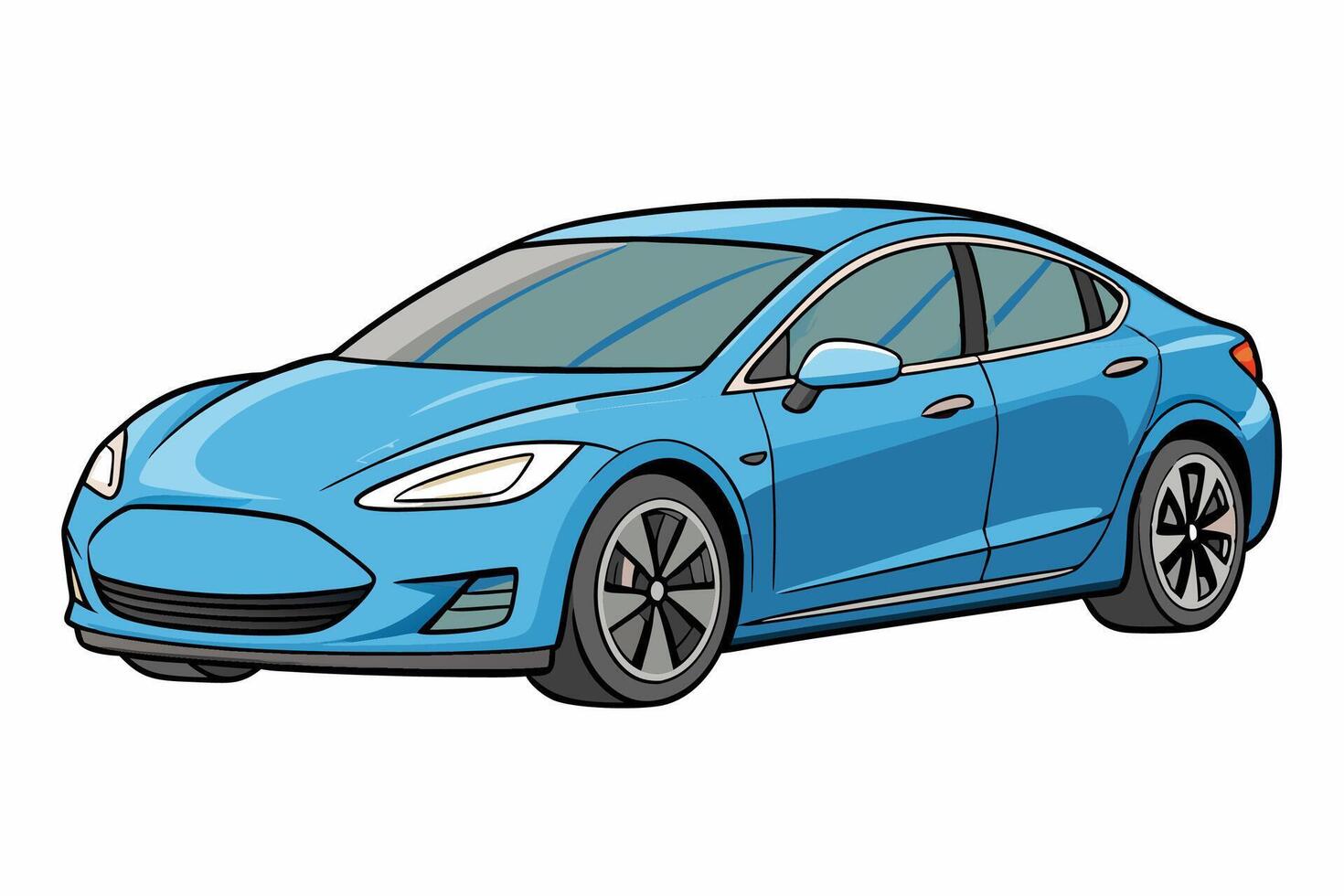 Tesla Model S Car Illustration with White Background Cartoons, Clipart And Line Art, illustration of Tesla Car Model S with white background cartoon, clipart, and line art design. vector