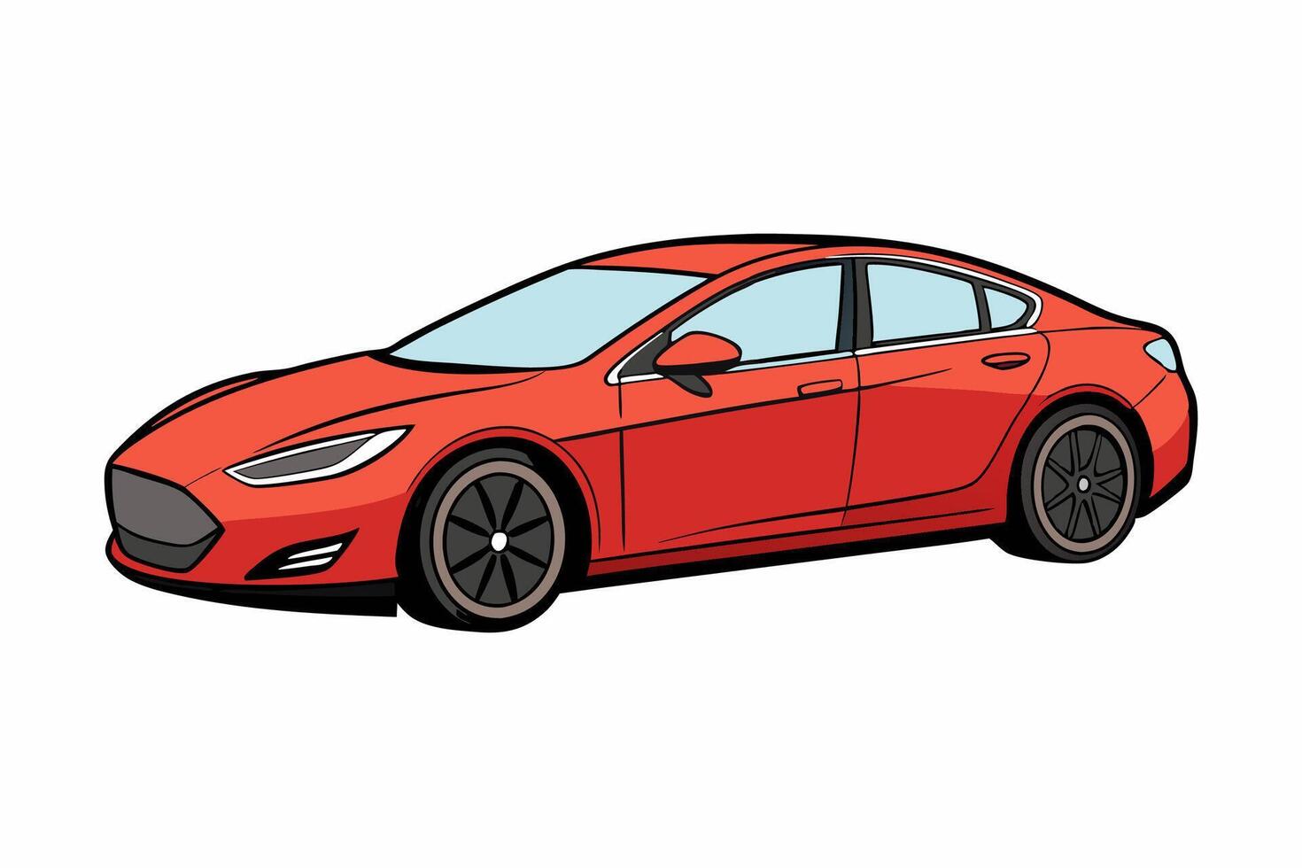 Tesla Model S Car Illustration with White Background Cartoons, Clipart And Line Art, illustration of Tesla Car Model S with white background cartoon, clipart, and line art design. vector