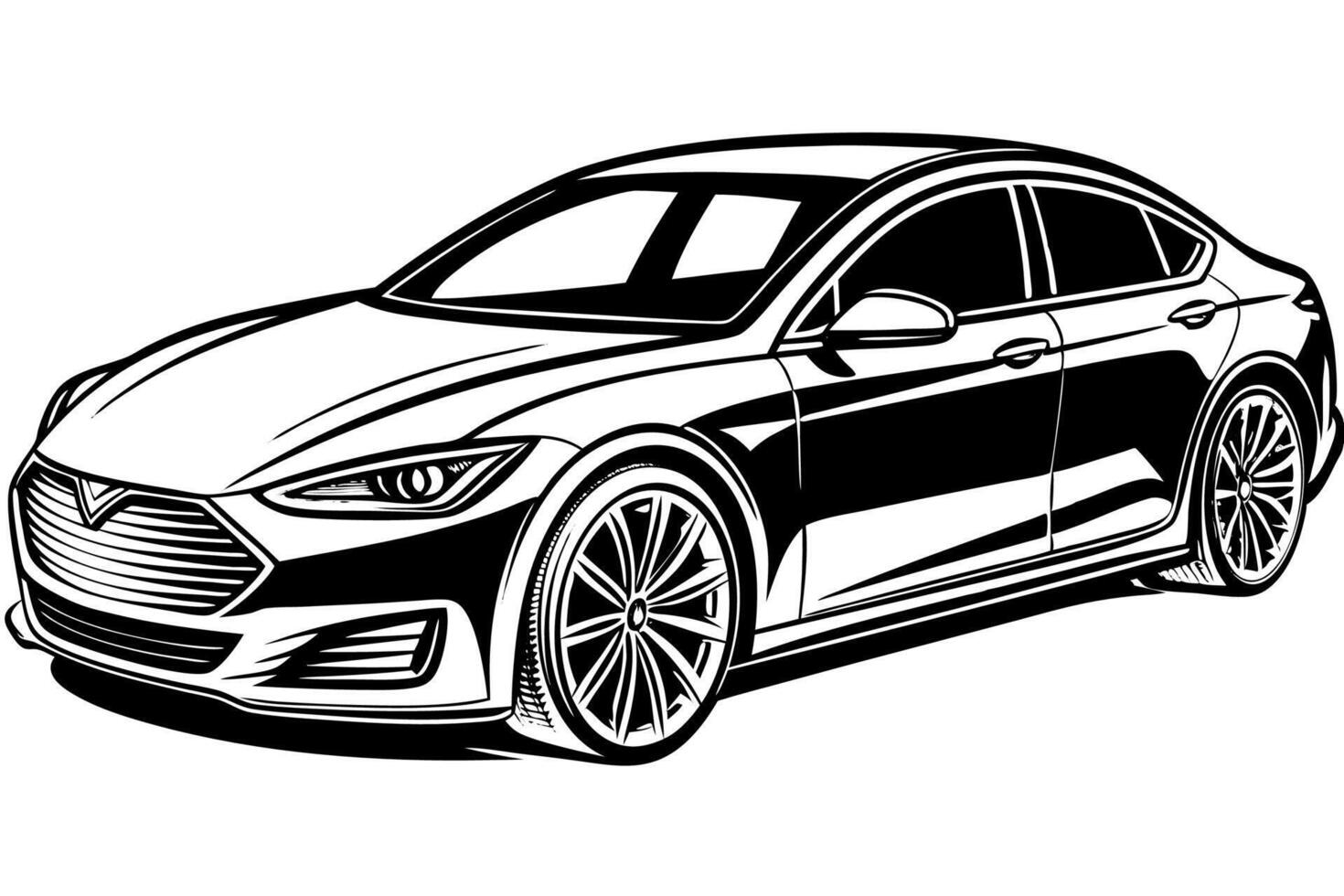 Tesla Model S Car Illustration with White Background Cartoons, Clipart And Line Art, illustration of Tesla Car Model S with white background cartoon, clipart, and line art design. vector