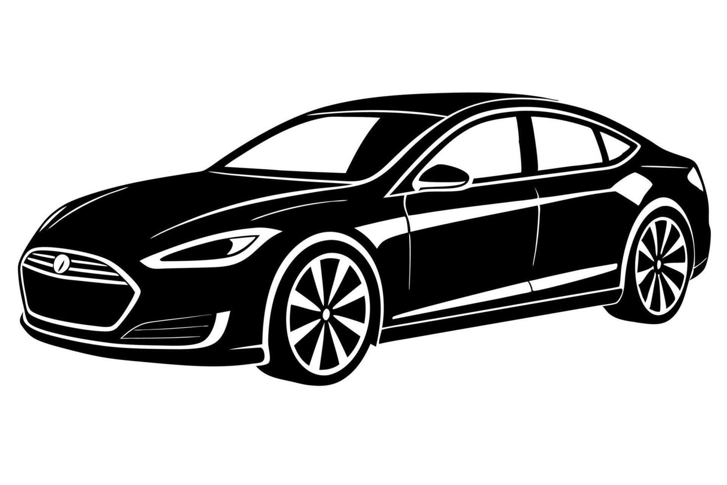 Tesla Model S Car Illustration with White Background Cartoons, Clipart And Line Art, illustration of Tesla Car Model S with white background cartoon, clipart, and line art design. vector