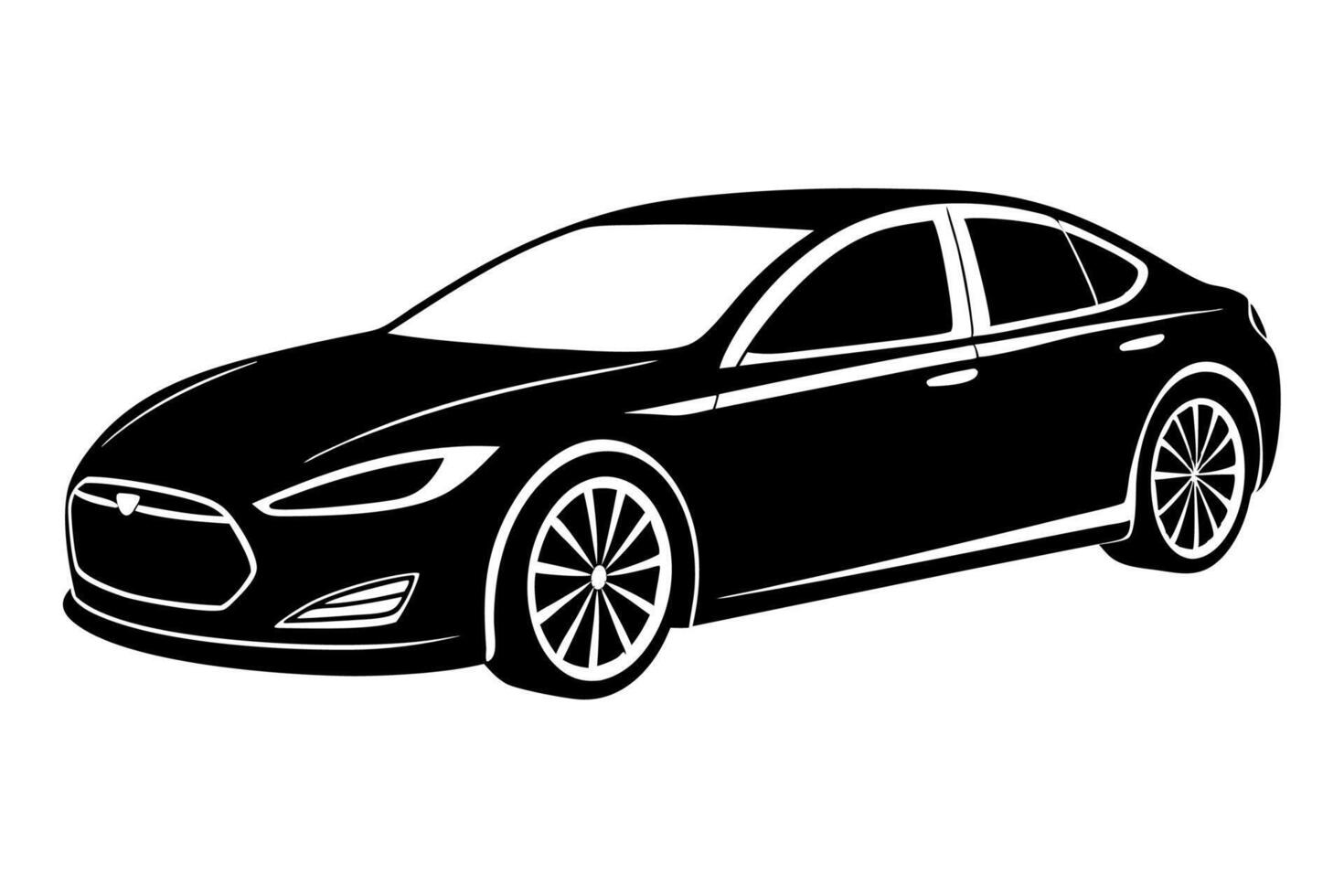 Tesla Model S Car Illustration with White Background Cartoons, Clipart And Line Art, illustration of Tesla Car Model S with white background cartoon, clipart, and line art design. vector