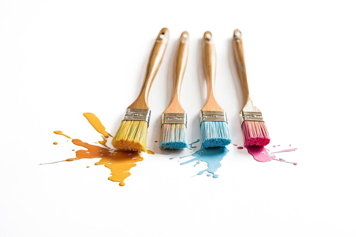 Paintbrushes and Splashes of Color photo