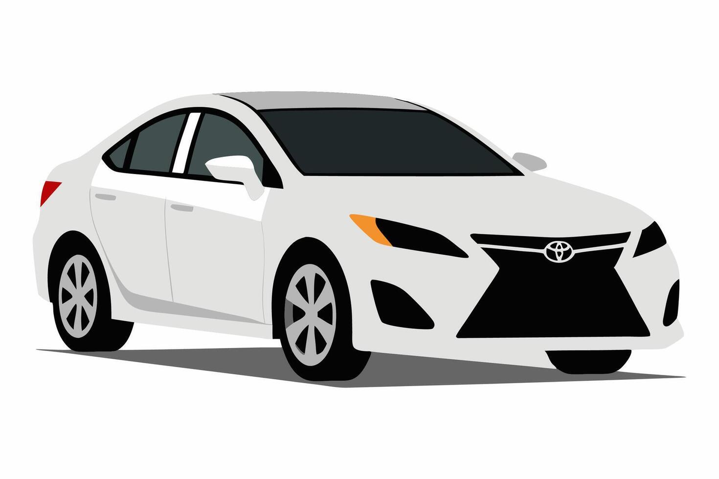Toyota Camry Car Illustration, Cartoon, Clipart, and Line Art Design on White Background, Toyota Camry illustration with cartoon and line art on white background vector