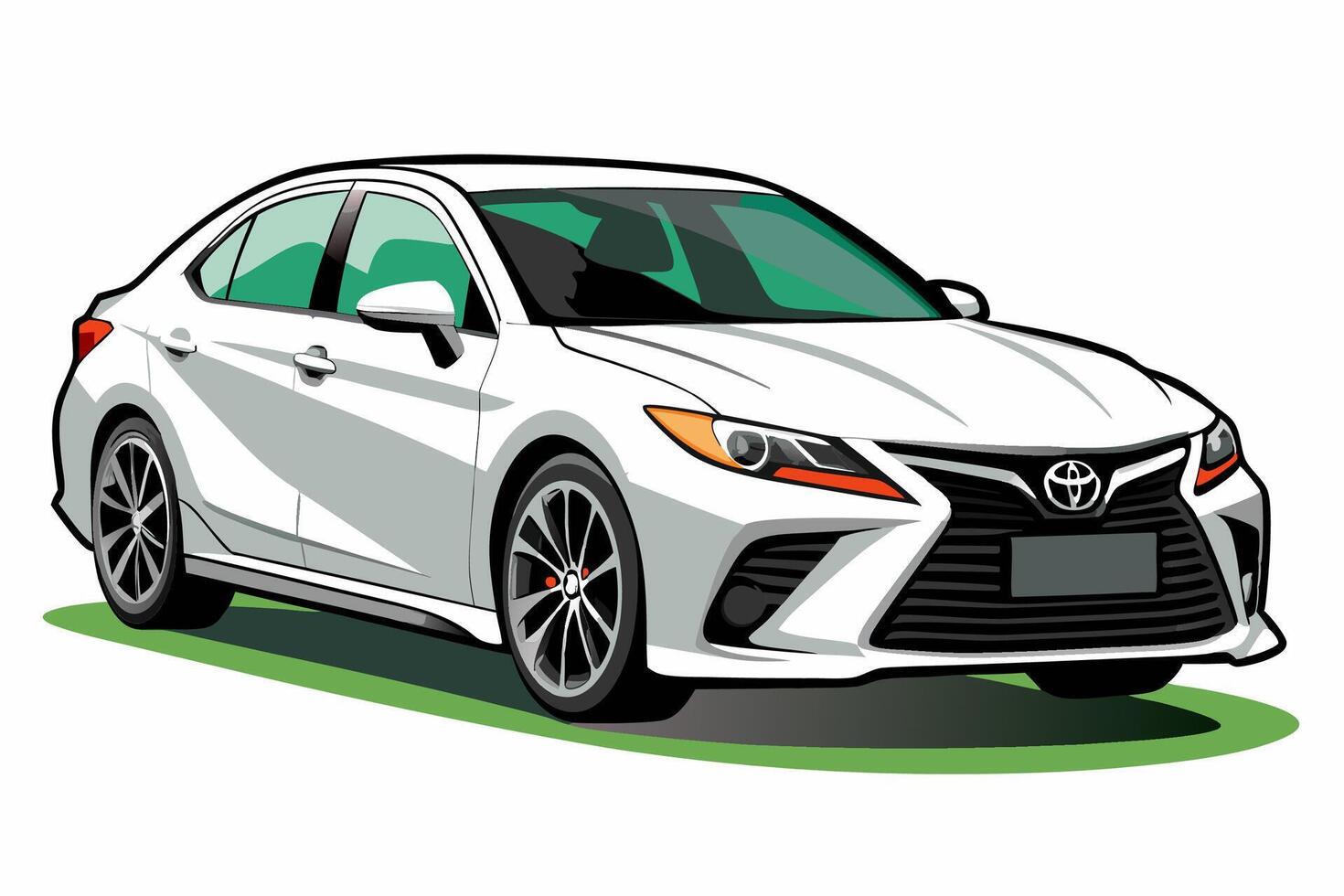 Toyota Camry Car Illustration, Cartoon, Clipart, and Line Art Design on White Background, Toyota Camry illustration with cartoon and line art on white background vector
