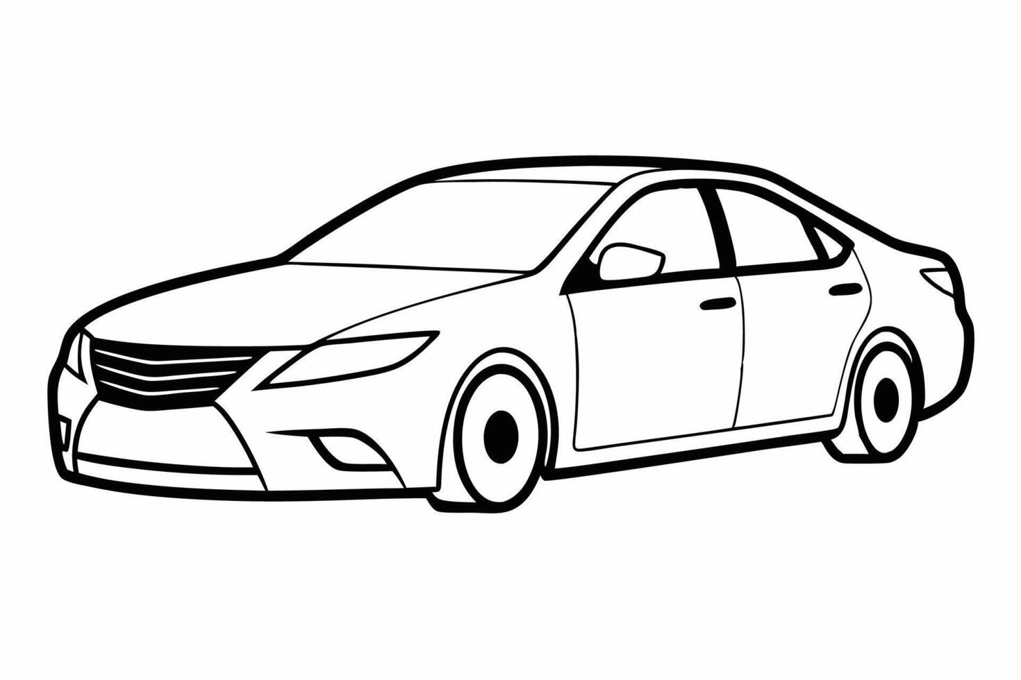Toyota Camry Car Illustration, Cartoon, Clipart, and Line Art Design on White Background, Toyota Camry illustration with cartoon and line art on white background vector