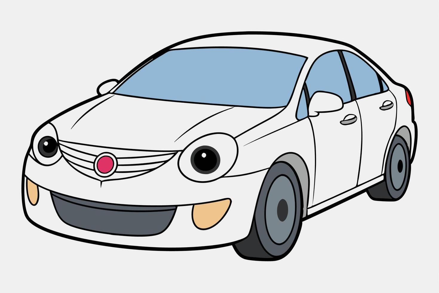 Toyota Camry Car Illustration, Cartoon, Clipart, and Line Art Design on White Background, Toyota Camry illustration with cartoon and line art on white background vector