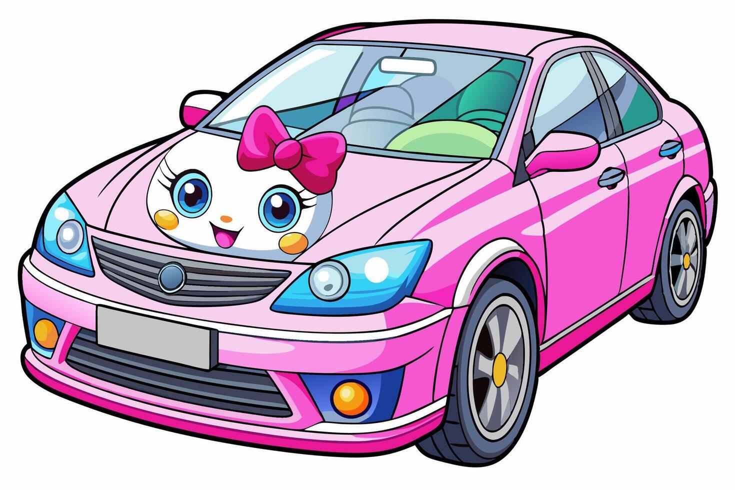 Toyota Camry Car Illustration, Cartoon, Clipart, and Line Art Design on White Background, Toyota Camry illustration with cartoon and line art on white background vector