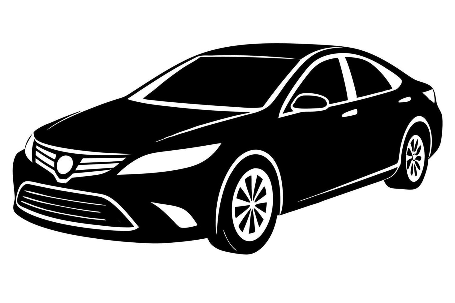 Toyota Camry Car Illustration, Cartoon, Clipart, and Line Art Design on White Background, Toyota Camry illustration with cartoon and line art on white background vector