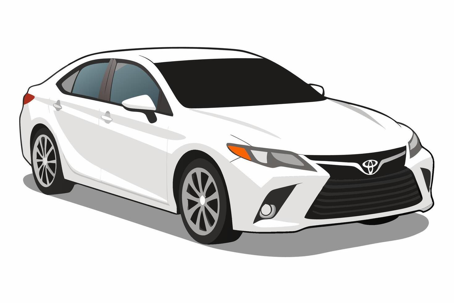 Toyota Camry Car Illustration, Cartoon, Clipart, and Line Art Design on White Background, Toyota Camry illustration with cartoon and line art on white background vector