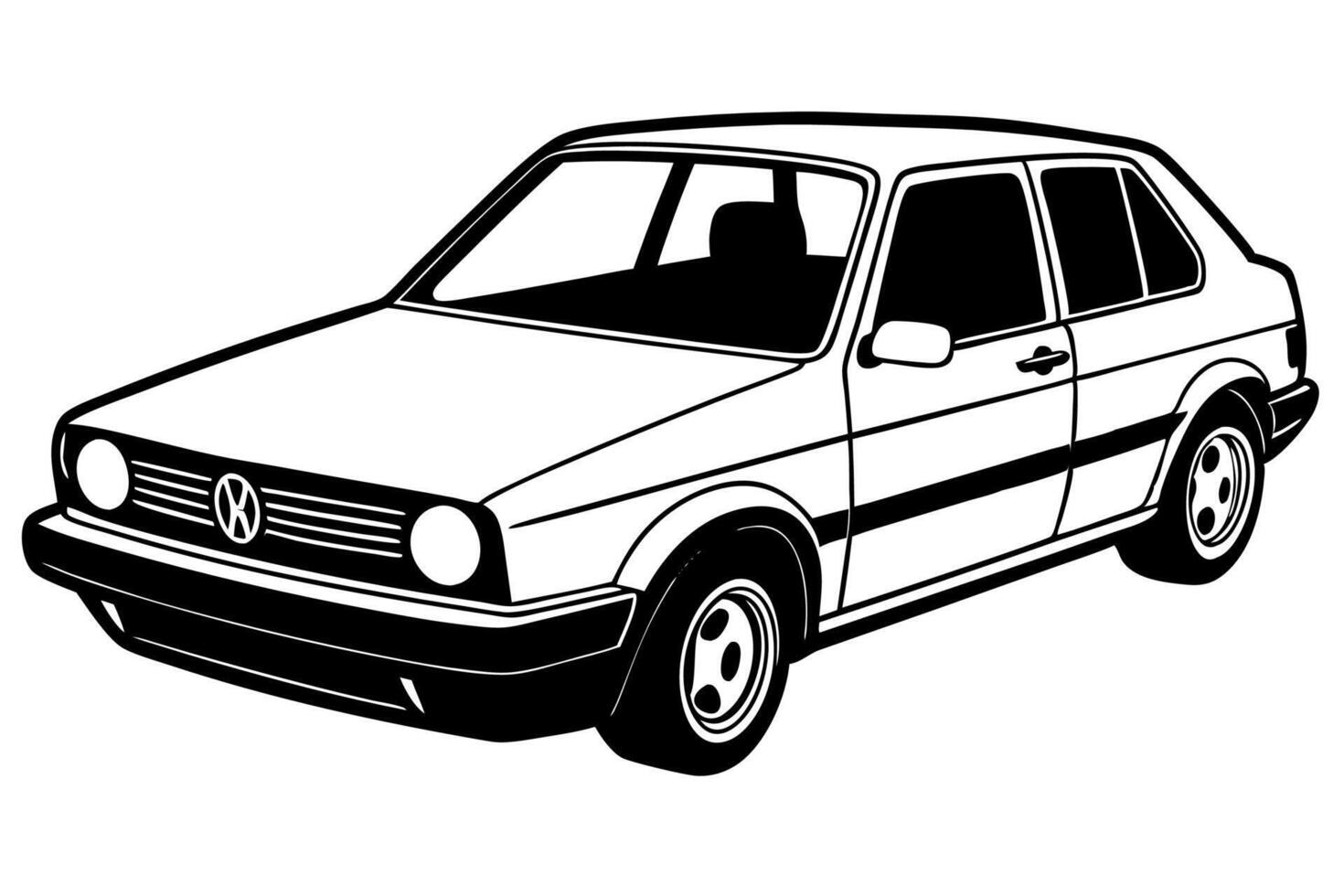 Volkswagen Golf Car Illustration with White Background Cartoons, Clipart, Line Art, Volkswagen Golf car illustration with a white background, perfect for various design uses vector