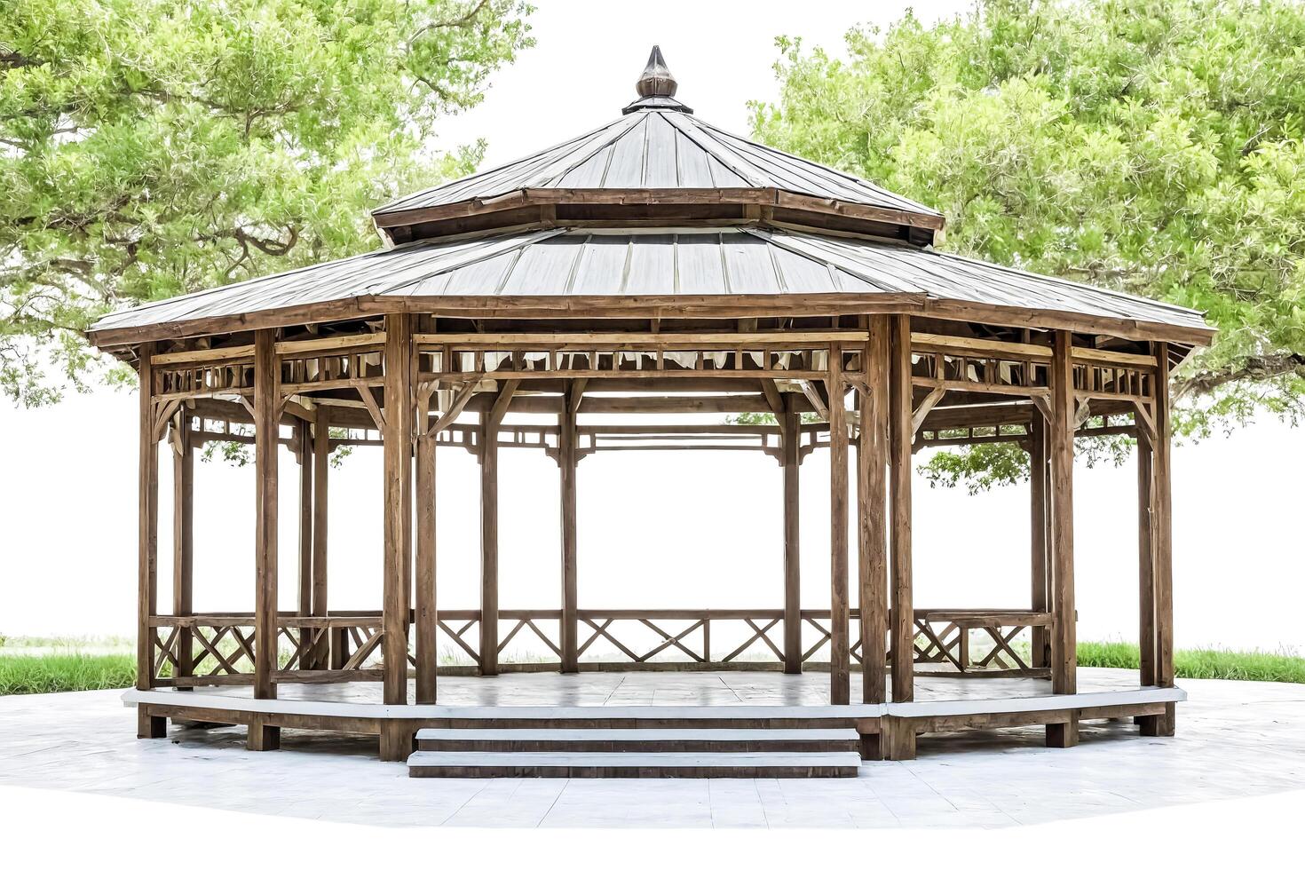 Wooden Gazebo with White Background photo