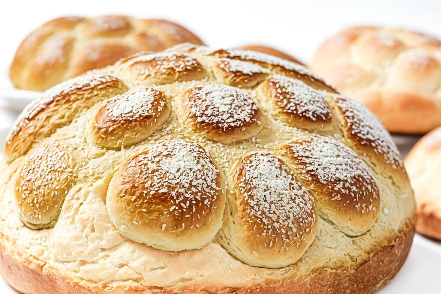 Close Up Of Freshly Baked Bread With Coconut Flakes photo